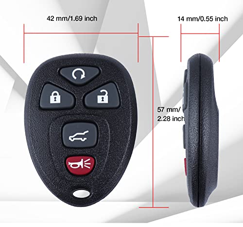 Keyless Entry Remote Control Car Key Fob for 2007-2016 Chevy Suburban Tahoe Traverse/Buick Enclave/GMC Acadia Yukon/Cadillac Escalade FCCID: OUC60270 OUC60221(5Btn 2 Pcs)