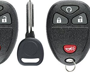 KeylessOption Keyless Entry Remote Control Car Key Fob Replacement for 15913421 with Key (Pack of 2)