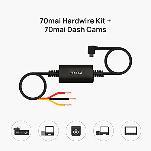 70mai Hardwire Kit, 10ft Micro USB for 70mai Car Dash Cams, 12V-30V to 5V/2.4A, Low Voltage Protection, 24 Hour Parking Surveillance Power Supply for 70mai Car Dash Cameras