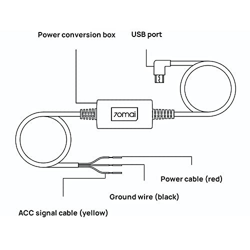 70mai Hardwire Kit, 10ft Micro USB for 70mai Car Dash Cams, 12V-30V to 5V/2.4A, Low Voltage Protection, 24 Hour Parking Surveillance Power Supply for 70mai Car Dash Cameras