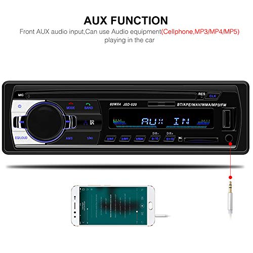 PolarLander Car Radio Audio USB/SD/MP3 Player Receiver Bluetooth Hands-Free with Remote Control Black 1 Din