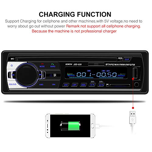 PolarLander Car Radio Audio USB/SD/MP3 Player Receiver Bluetooth Hands-Free with Remote Control Black 1 Din