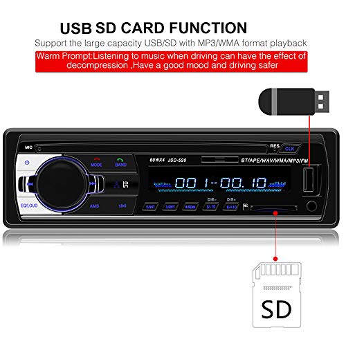 PolarLander Car Radio Audio USB/SD/MP3 Player Receiver Bluetooth Hands-Free with Remote Control Black 1 Din