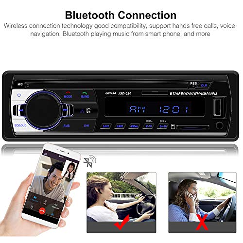 PolarLander Car Radio Audio USB/SD/MP3 Player Receiver Bluetooth Hands-Free with Remote Control Black 1 Din