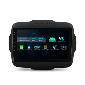 xtrons android 12 car stereo radio player 9 inch ips touch screen gps navigation octa core 4gb ram 64gb rom bluetooth head unit 5ghz wifi 4g lte built-in dsp car play android auto for jeep renegade