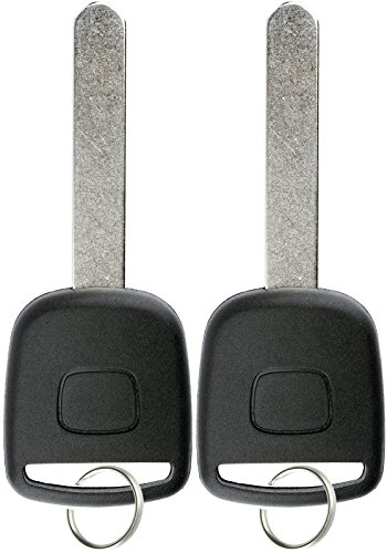 KeylessOption Uncut Blade Ignition Chip Car Transponder Key Blank For Honda (Pack of 2)