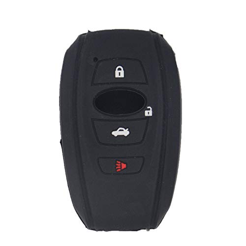 LemSa 2Pcs Soft Silicone Key Fob Cover Case Remote Keyless Protector for Subaru 2016-2018 Forester 2017-2018 Outback 2015 2016 2018 XV Crosstrek 2017 Impreza 2014-2017 BRZ 2016 2018 WRX 2016,Black Red