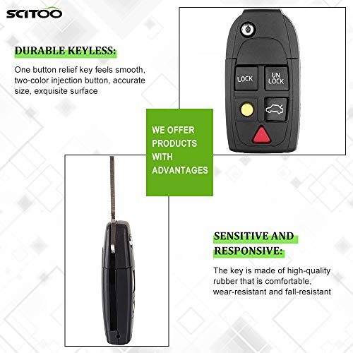 SCITOO Key Fob Shell Replacement fit for Volvo C70 S90 V90S40 S60 S80 V70 XC70 XC90 2X 5 Button LQNP2T-APU