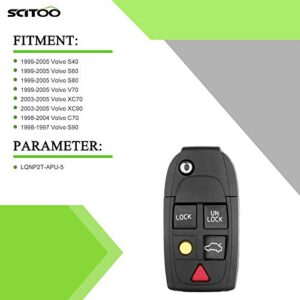 SCITOO Key Fob Shell Replacement fit for Volvo C70 S90 V90S40 S60 S80 V70 XC70 XC90 2X 5 Button LQNP2T-APU