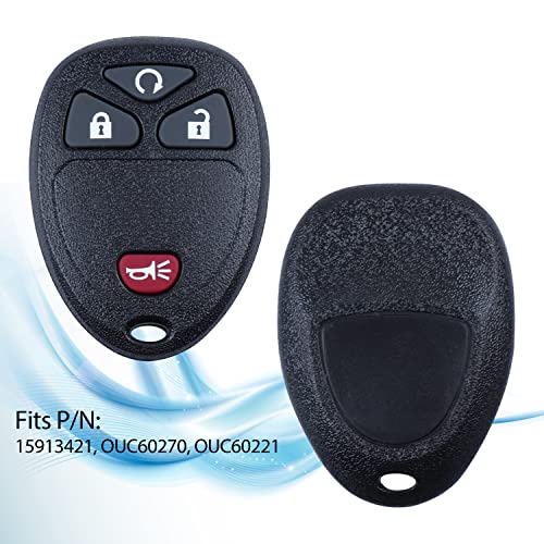 Key Fob Keyless Entry Remote for 2007-2016 Chevy Silverado Traverse Equinox Avalanche GMC Sierra Pontiac Torrent Saturn Outlook Vue (OUC60270, OUC60221), Set of 2