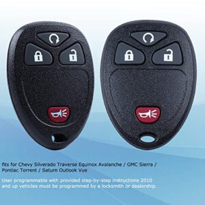 Key Fob Keyless Entry Remote for 2007-2016 Chevy Silverado Traverse Equinox Avalanche GMC Sierra Pontiac Torrent Saturn Outlook Vue (OUC60270, OUC60221), Set of 2