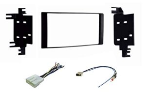 car stereo install dash kit, wire harness, and antenna adapter for installing a double din aftermarket radio for some 2013-2018 nissan juke/nv200/chevy city express- compatible vehicles listed below