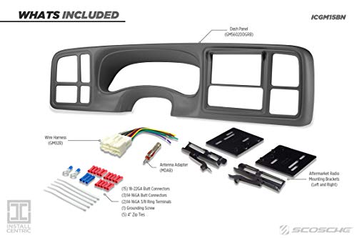 Scosche Install Centric ICGM15BN Compatible with Select 1999-2002 Select GM Trucks ISO Double DIN Gray Complete Basic Installation Solution for Installing an Aftermarket Stereo