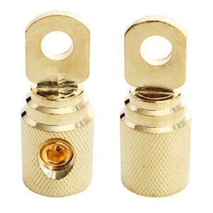 Car Audio Battery Terminal Connector Pure Brass Gold-Plated 0 Gauge Car Audio Amp Input Reducers for 0-2 Gauge Wire 2Pcs