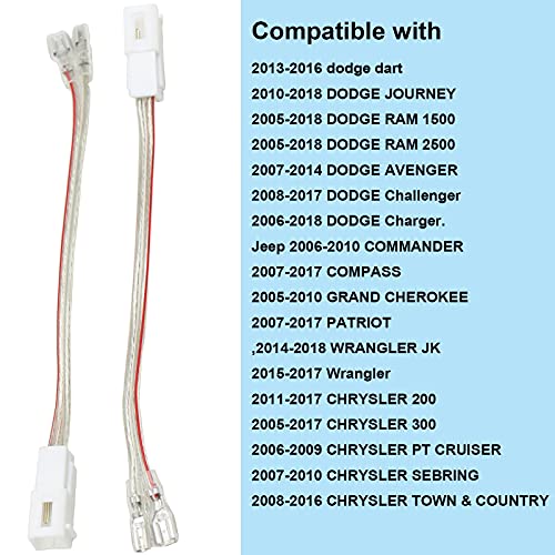 RED WOLF Front Dash Tweeters Speaker Wiring Harness Adapter Connector Plug Replacement for Dodge Ram Jeep Chrysler 2005-2022 Aftermarket Dash Tweeters Audio Cable Plug 2PC