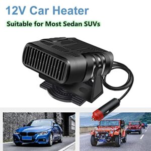 Car Heater Defroster, 2 in 1 Auto Car Windshield Heater Cooling Fan Plug into Cigarette Lighter 12V 120W Auto Defogger 360° Rotatable Fast Defrost