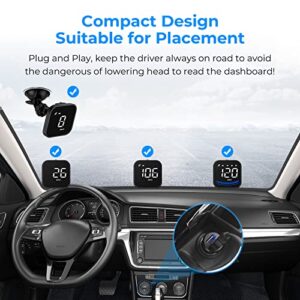 Autopmall Auto Car HUD Heads Up Display KMH & MPH GPS Digital Speedometer with OverSpeed Alarm,Fatigue Driving Warning,Compass Driving Direction,USB Plug & Play for All Vehicle(G4)