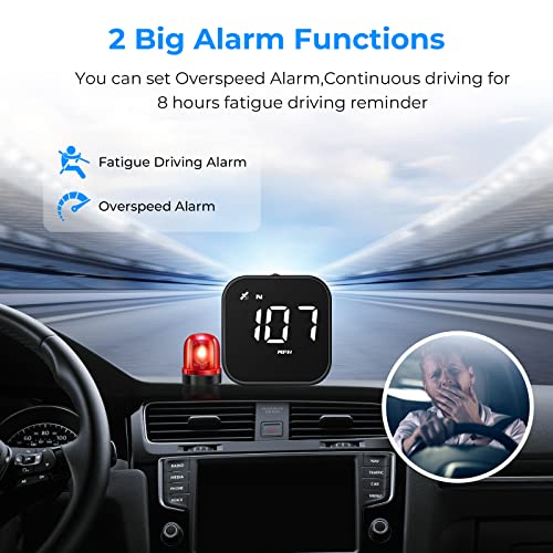 Autopmall Auto Car HUD Heads Up Display KMH & MPH GPS Digital Speedometer with OverSpeed Alarm,Fatigue Driving Warning,Compass Driving Direction,USB Plug & Play for All Vehicle(G4)