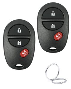 key fob keyless entry remote fits for tacoma tundra sienna sequoia highlander 2004-2015 replacement remote control 3 buttons car key fcc: gq43vt20t-2 packs set of 2