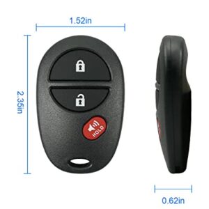 Key Fob Keyless Entry Remote fits for Tacoma Tundra Sienna Sequoia Highlander 2004-2015 Replacement Remote Control 3 Buttons Car Key FCC: GQ43VT20T-2 Packs Set of 2