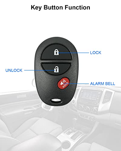 Key Fob Keyless Entry Remote fits for Tacoma Tundra Sienna Sequoia Highlander 2004-2015 Replacement Remote Control 3 Buttons Car Key FCC: GQ43VT20T-2 Packs Set of 2