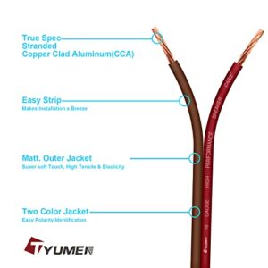 TYUMEN 50FT 16 Gauge 2 Conductor Electrical Wire, Matte Finish Semi-Transparent Red Brown Wire, 16 AWG Stranded Ultra Flexible Wire for Automotive Wire, Car Audio Speaker, 12 Volt Low Voltage Wiring