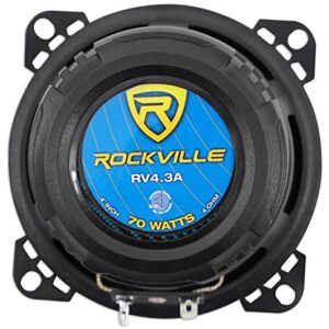Pair Rockville RV4.3A 4" 3-Way Car Speakers 500 Watts / 70w RMS CEA Rated Total