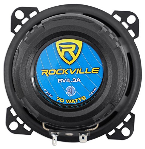 Pair Rockville RV4.3A 4" 3-Way Car Speakers 500 Watts / 70w RMS CEA Rated Total