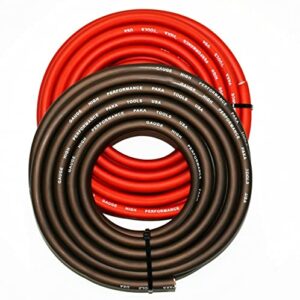 paka hand tools real 1/0 gauge wire 5 feet red/5 feet black , amplifier power/ground amp wire 10 feet cable roll