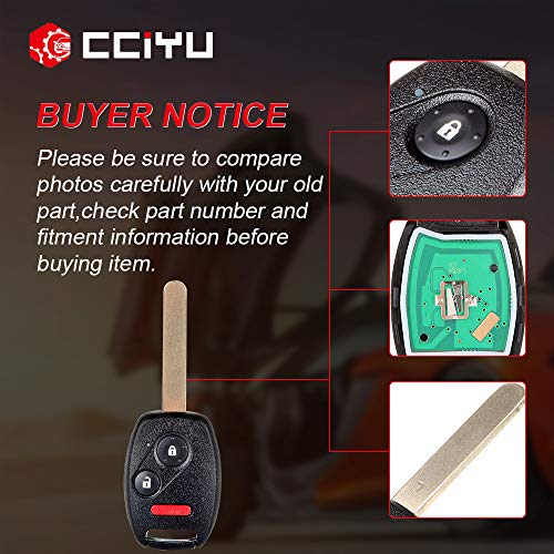 cciyu Replacement Uncut Ignition Key Keyless Entry Car Remote Transmitter Fob 2 X 3 Buttons Replacement fit for Honda for Civic Lx for Odyssey N5F-S0084A