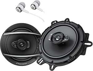 pioneer ts-a1670f 6.5″ 320 watts max 3-way car speakers pair carbon and mica reinforced injection molded polypropylene bundled with alphasonik earbuds,black