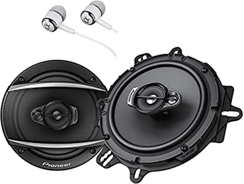 Pioneer TS-A1670F 6.5" 320 Watts Max 3-Way Car Speakers Pair Carbon and Mica Reinforced Injection Molded Polypropylene Bundled with Alphasonik Earbuds,Black