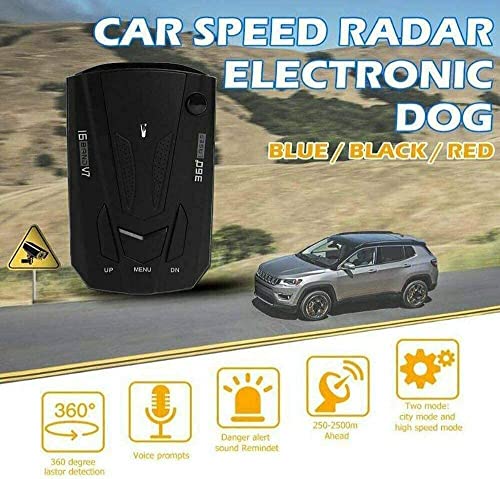 Radar Detector for Cars, 2023 Newest Laser Radar Detectors, Voice Prompt Speed, Vehicle Speed Alarm System, Led Display, City/Highway Mode, Car 360 Degree Automatic Detection(Black - AB)