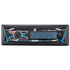 Dual Electronics XRM69RGB | 12 Character LCD Single DIN Car Stereo | RGB Custom Colors | Push to Talk Assistant | Bluetooth Hands Free Calling Music Streaming | AM/FM | USB Playback & Charging