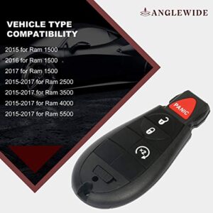 ANGLEWIDE Car Key Fob Keyless Entry Remote Replacement for Ram 4000 4500 5500 1500 2500 3500 15-17 (FCC GQ4-53T) 4 Buttons 2pad