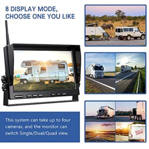 ZEROXCLUB 10'' 1080P Wireless Backup Camera System, 10 Inch DVR Dual/Quad Monitor Wireless 2 Rear View Cameras for RV/Truck/Trailer/Camper, IP69 Waterproof Digital Signal Recording System-BW102