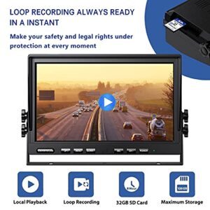 ZEROXCLUB 10'' 1080P Wireless Backup Camera System, 10 Inch DVR Dual/Quad Monitor Wireless 2 Rear View Cameras for RV/Truck/Trailer/Camper, IP69 Waterproof Digital Signal Recording System-BW102