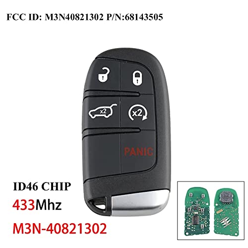 Car Key Fob Keyless Entry Remote Control Remote Start Compatible for Jeep Grand Cherokee 2014-2021 Replacement for FCC ID: M3N40821302 433 Mhz (Pack of 1)