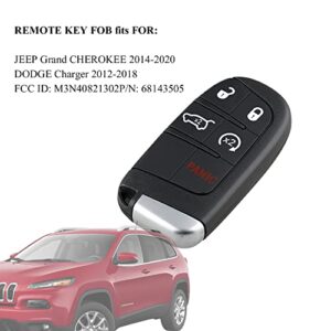 Car Key Fob Keyless Entry Remote Control Remote Start Compatible for Jeep Grand Cherokee 2014-2021 Replacement for FCC ID: M3N40821302 433 Mhz (Pack of 1)
