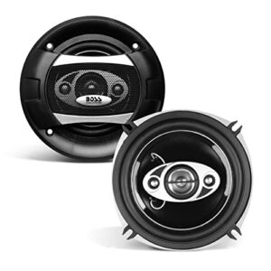 boss audio systems p55.4c phantom series 5.25 inch car stereo door speakers – 300 watts (pair), 4 way, full range, tweeters, coaxial, sold in pairs, hook up to amplifier
