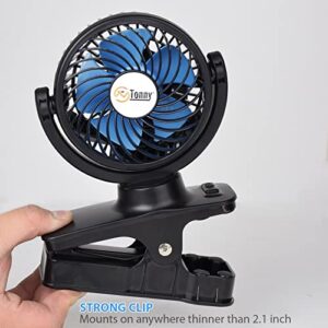 TN TONNY 12V 4" Car Cooling Fan Mini 12 Volt Clip on Fan RV/Truck Vent Fan Flexible with Adjustable Clamp&Cigarette Lighter Plug