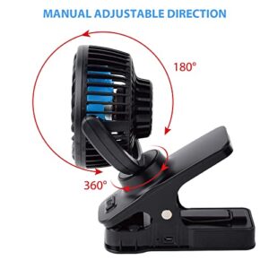 TN TONNY 12V 4" Car Cooling Fan Mini 12 Volt Clip on Fan RV/Truck Vent Fan Flexible with Adjustable Clamp&Cigarette Lighter Plug