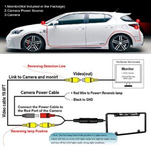 JPP License Plate Backup HD Camera, Rear View Camera 170° Viewing Angle Universal Night Vision Waterproof High Sensitive 7 Bright LED Reversing Car Camera