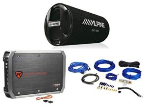 alpine swt-12s4 1000 watt 12″ car audio bass tube subwoofer bundle with amplifier and amp kit