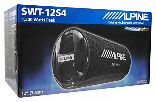 Alpine SWT-12S4 1000 Watt 12" Car Audio Bass Tube Subwoofer Bundle with Amplifier and Amp Kit