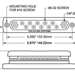 Blue Sea Systems 2300 150 Amp Common BusBar with 10 screws and a cover