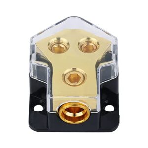 Power Distribution Block (1PCS) 0/2/4 Gauge in 4/8 Gauge Out 2 Way Copper Power Distribution Block Fit for Car Audio Stereo Amp Distribution Connecting Block , Fit Audio Splitter