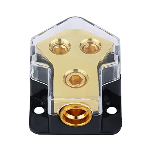 Power Distribution Block (1PCS) 0/2/4 Gauge in 4/8 Gauge Out 2 Way Copper Power Distribution Block Fit for Car Audio Stereo Amp Distribution Connecting Block , Fit Audio Splitter