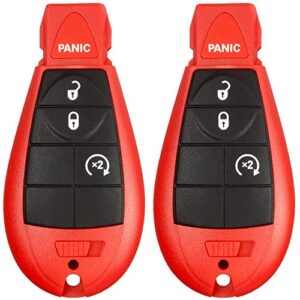 2 new red keyless entry 4 buttons remote start car key fob m3n5wy783x, iyz-c01c 56046707ae for dodge challenger charger durango town country grand caravan journey & ram
