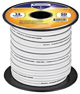 installgear 14 gauge tinned ofc heavy duty boat marine speaker wire, 50 feet | white speaker cable | speaker wire 14 gauge | marine wire 14 gauge wire for outdoor, automotive, and marine